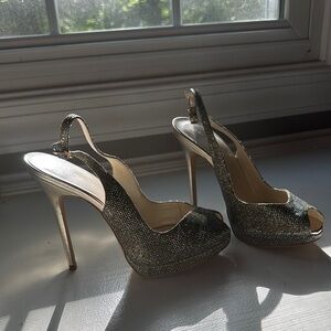 Karen Millen Gold Stiletto Slingback Heels